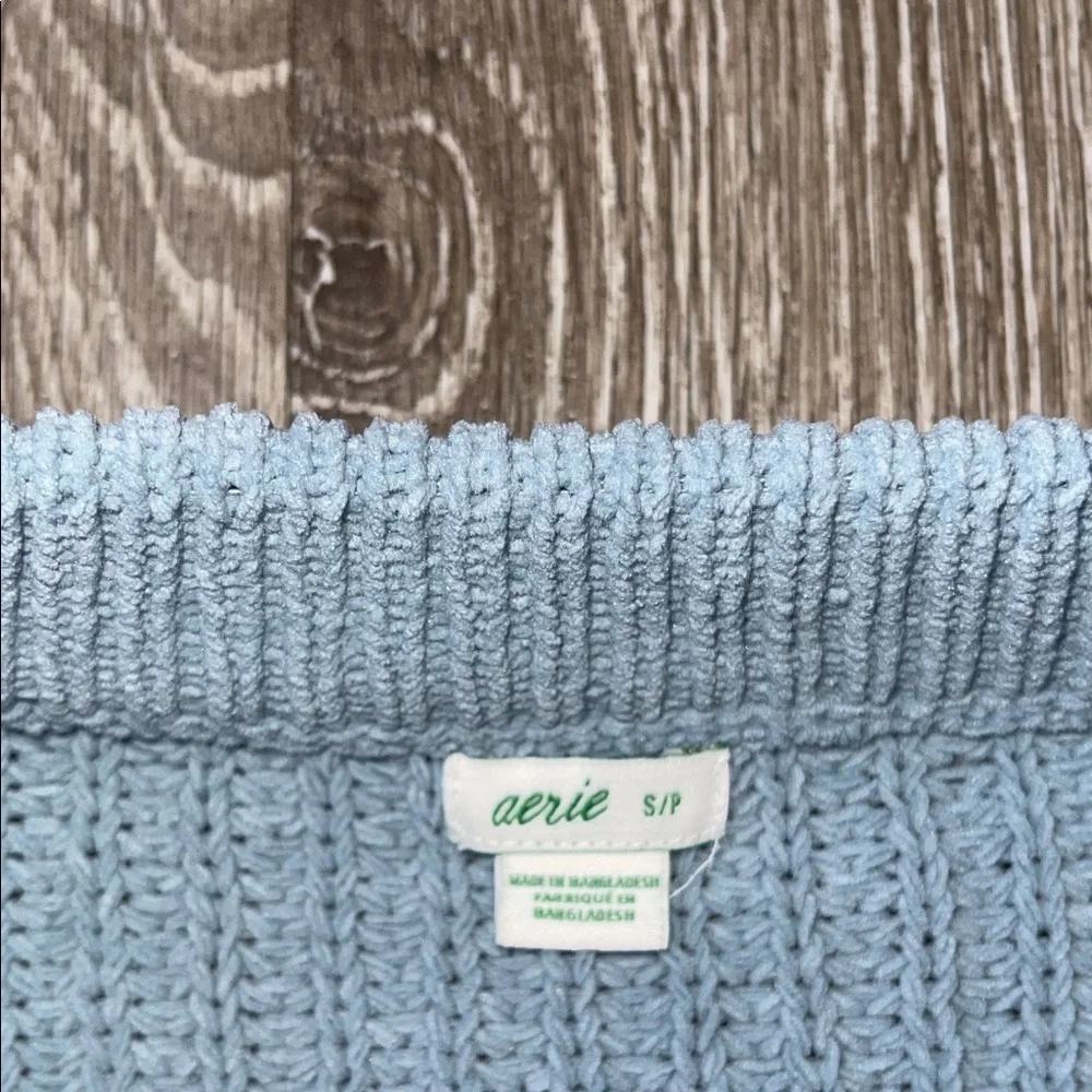 Aerie Light Blue Crew Neck Sweater oversized small pullover - Picture 3 of 7